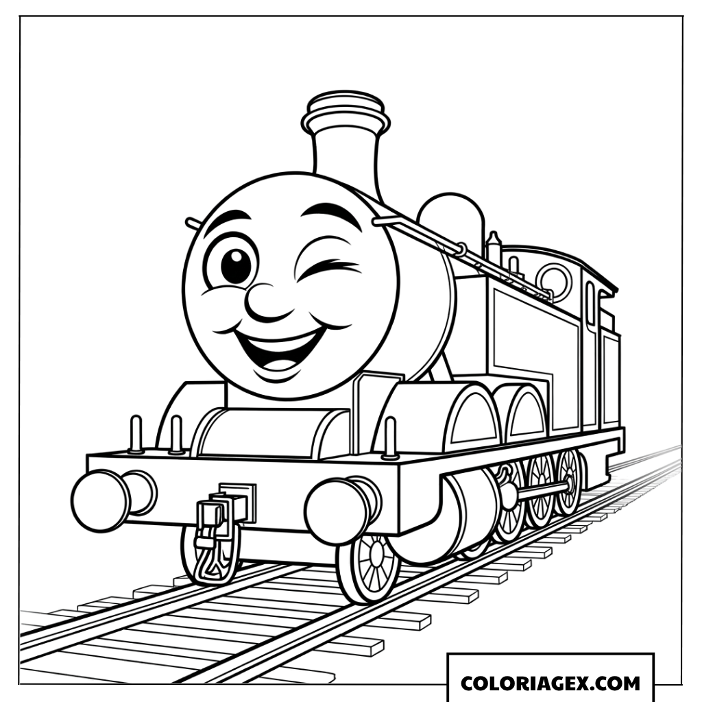 Dessin de petit train faisant un clin d'œil