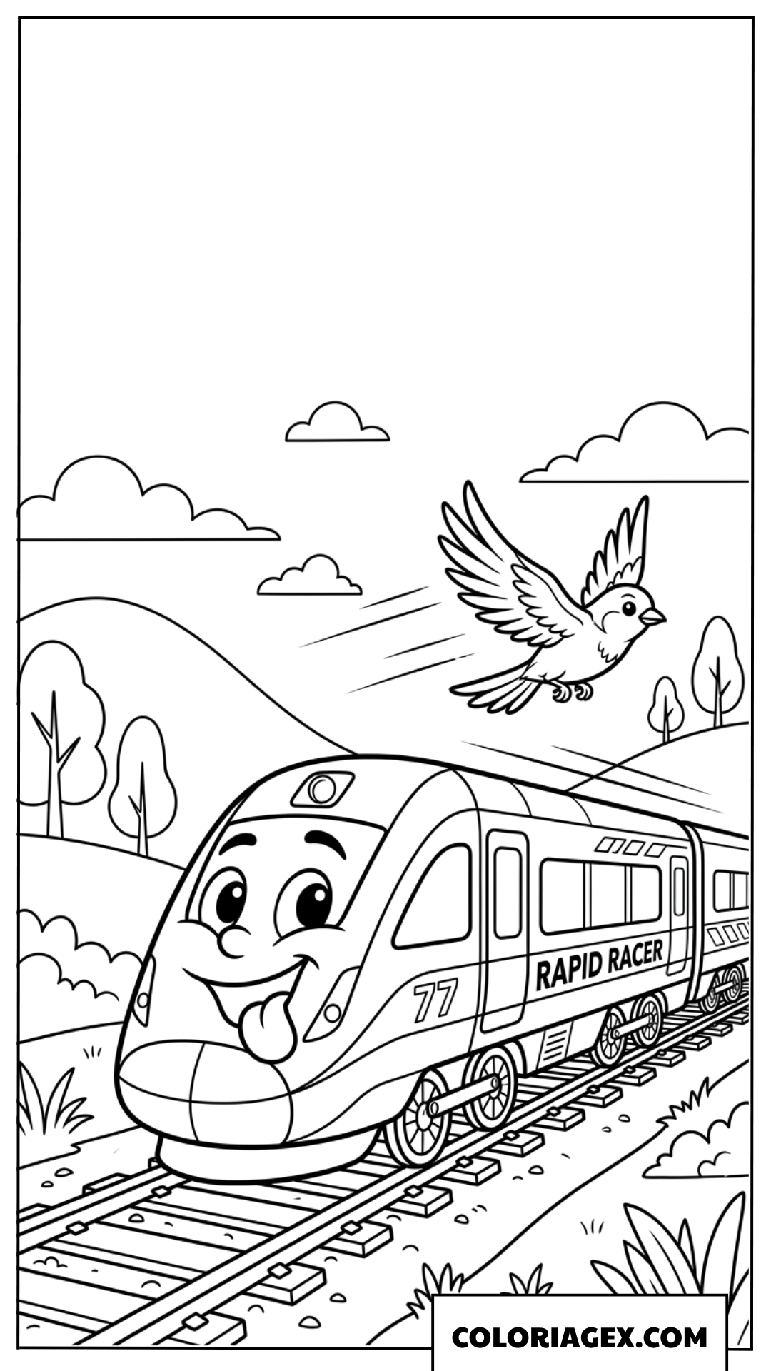 Dessin de train à grande vitesse Rapid Racer facétieux