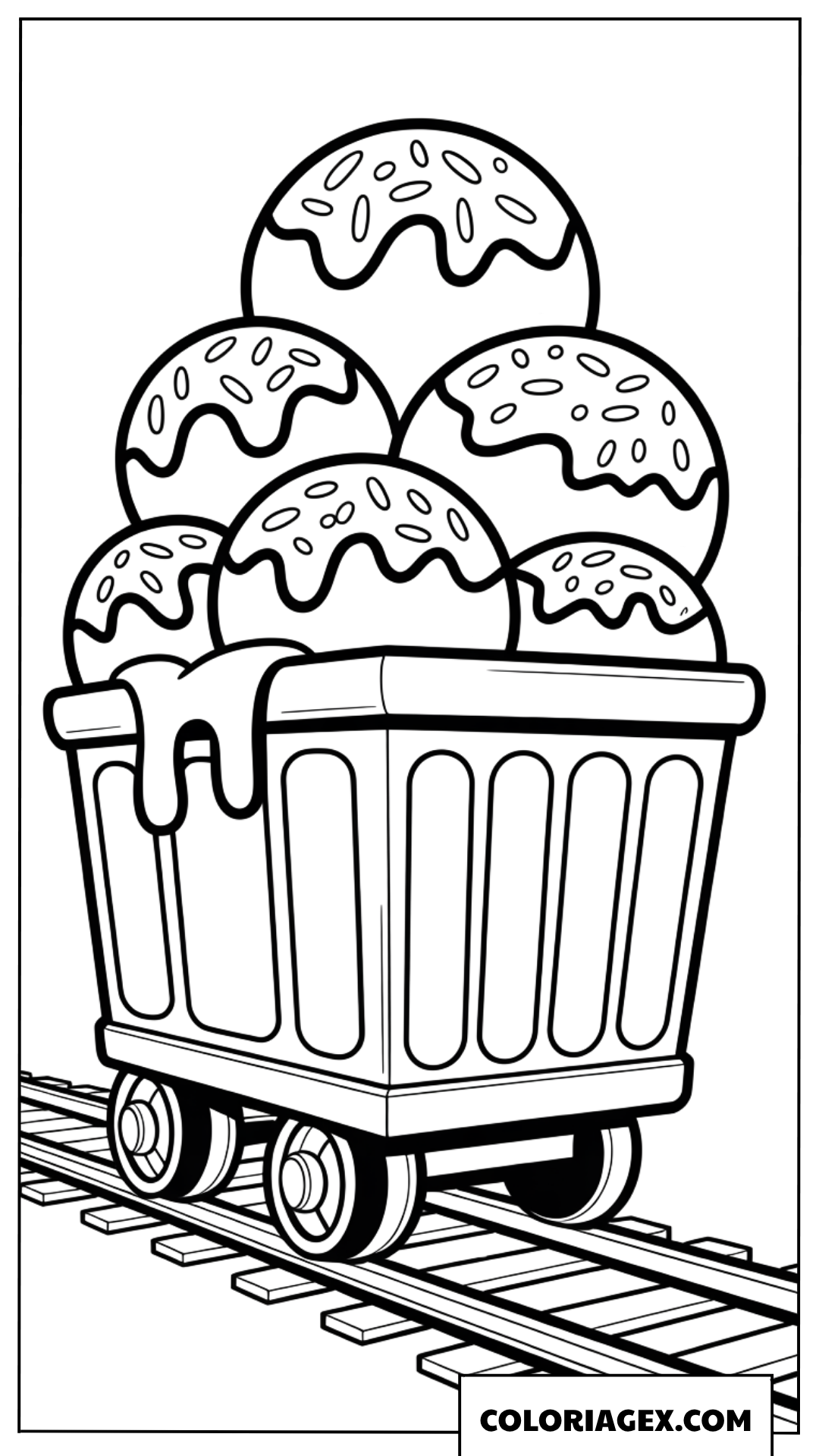Dessin de wagon transportant des boules de glace