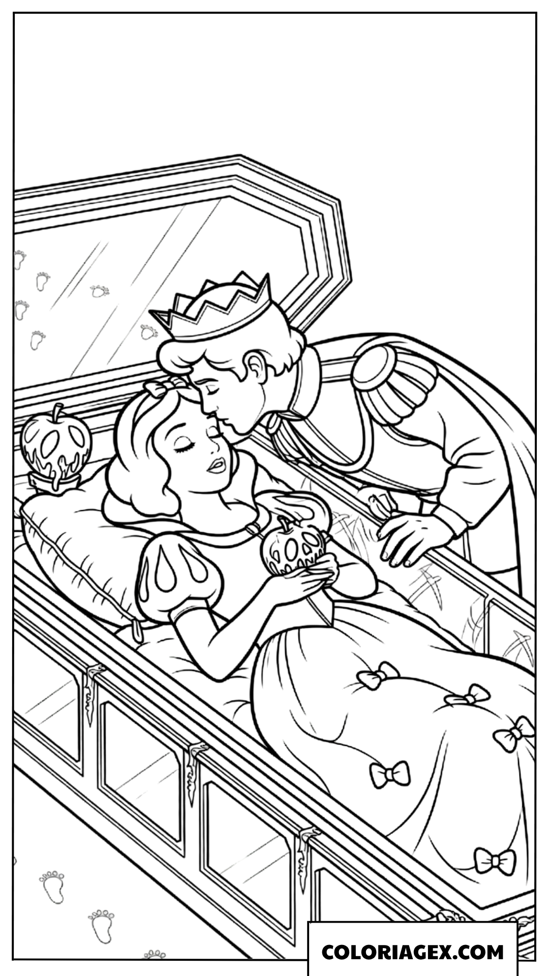 Dessin du Prince réveillant Blanche Neige d'un baiser
