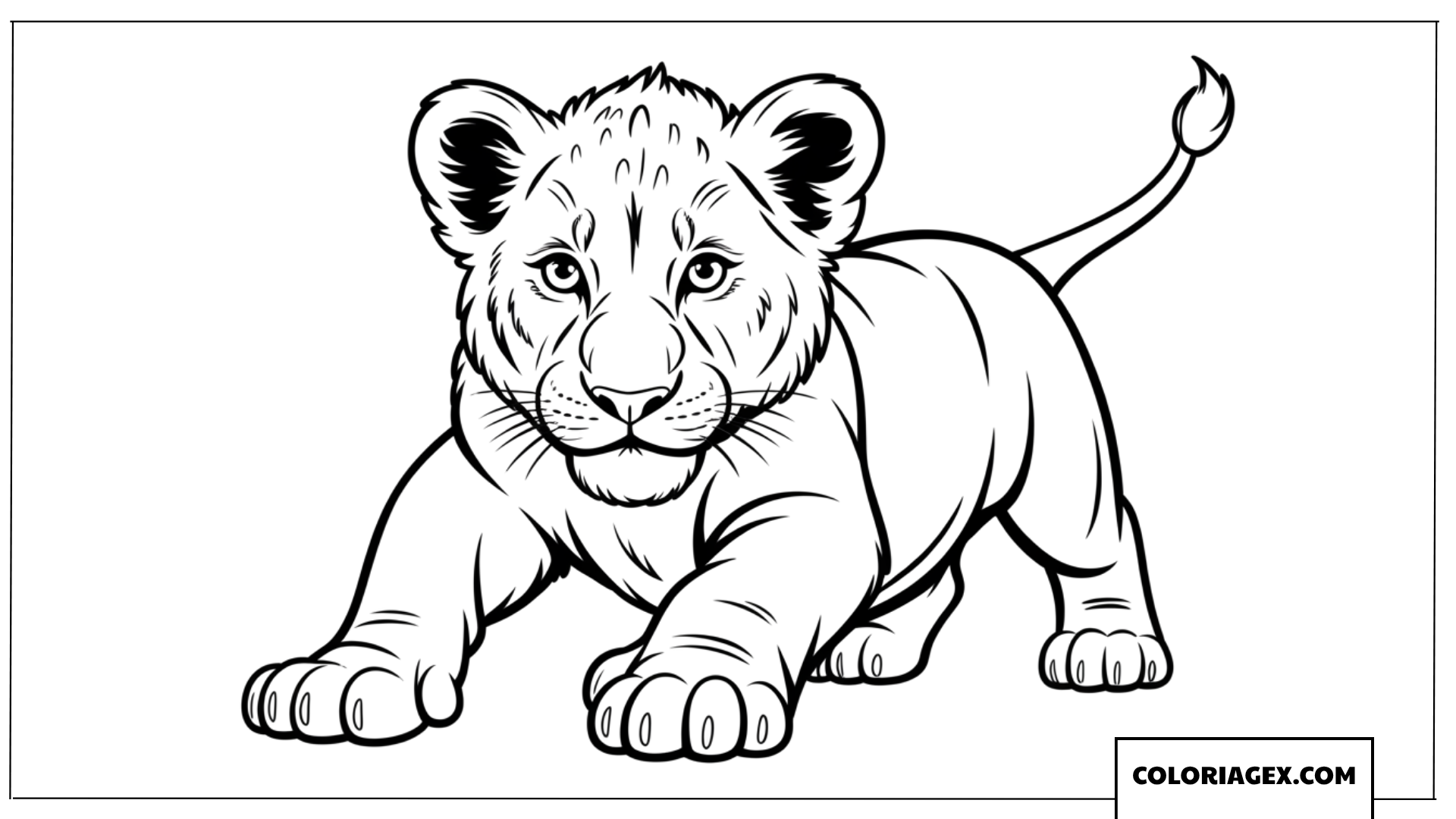Dessin dun jeune lionceau realiste en position de chasse