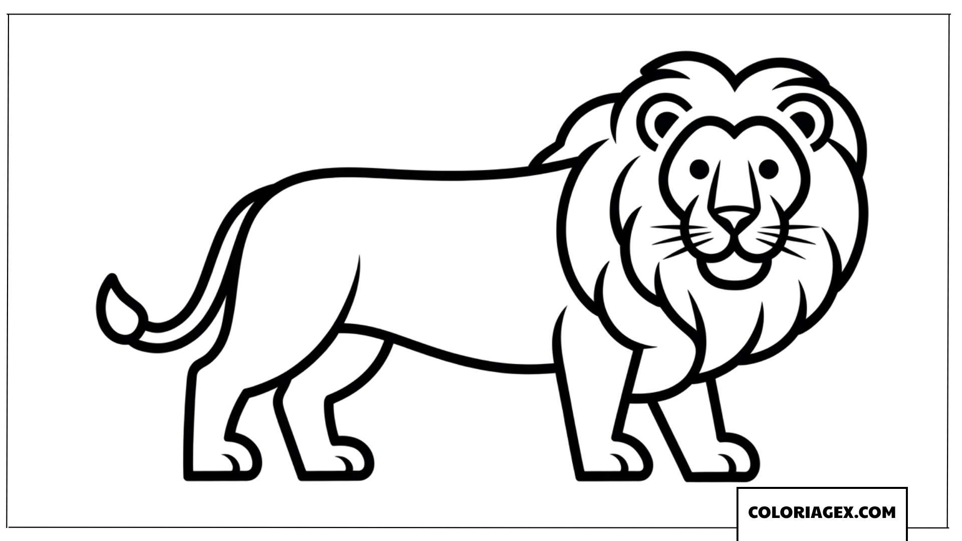 Dessin dun lion simple debout de profil pour les petits a colorier