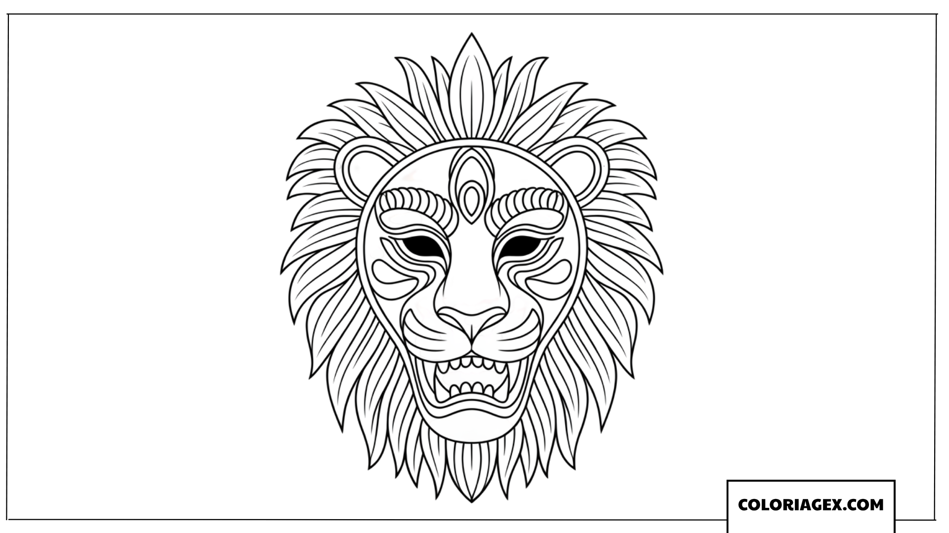 Dessin dune tete de lion rugissant avec des motifs mandala a colorier