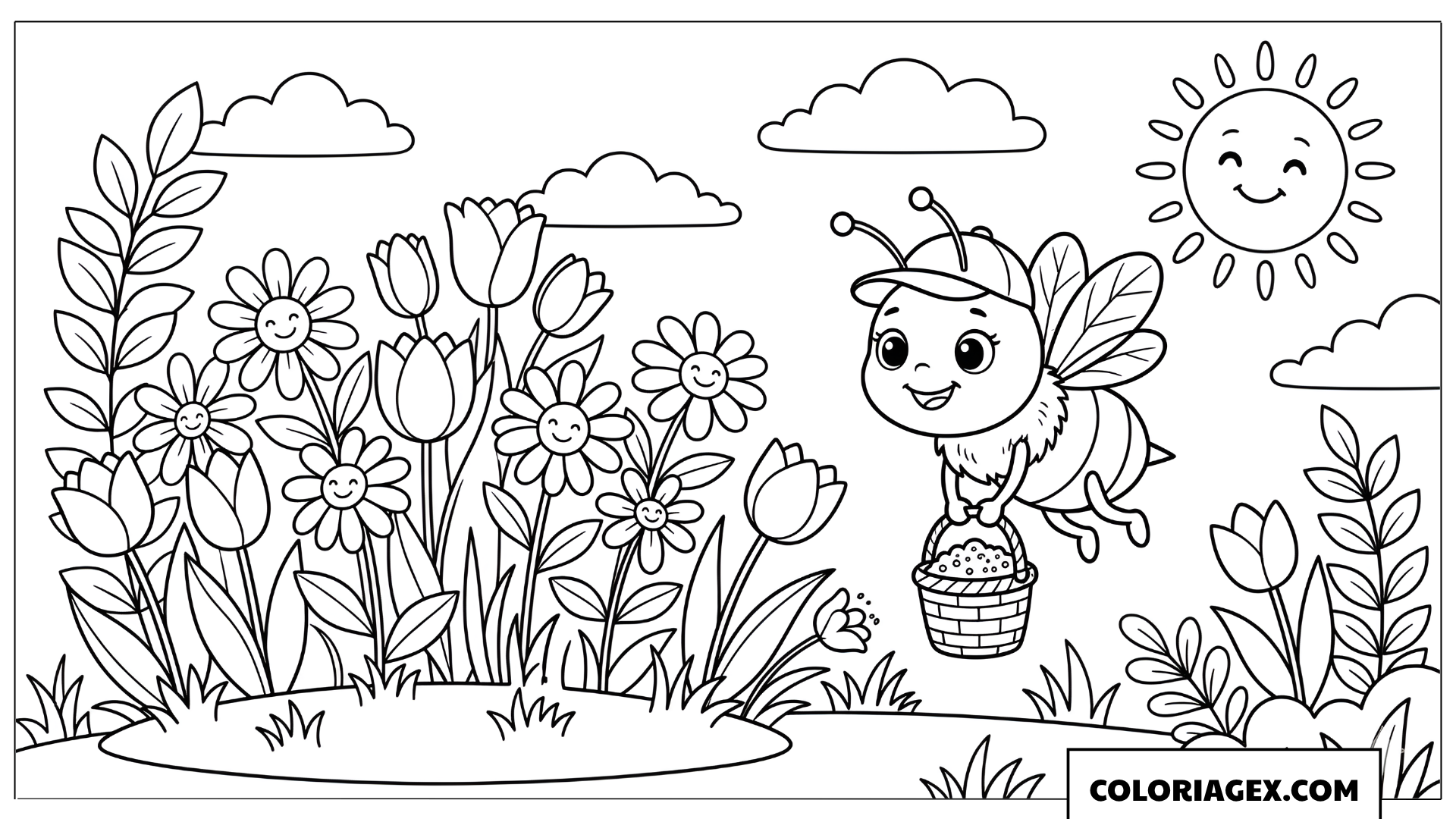 Coloriage Abeille et pot de miel