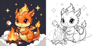 ft - coloriage dragon en feu ft