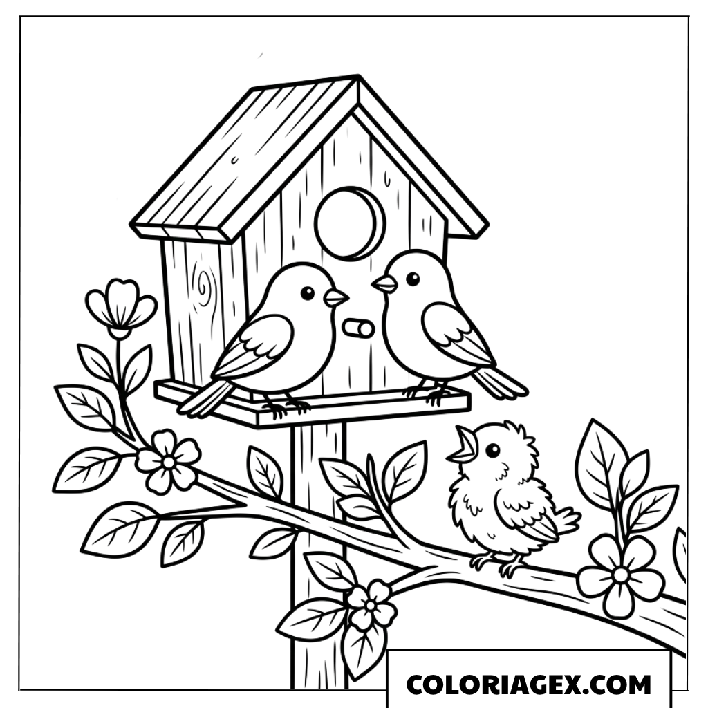 Coloriage Maison pour oiseaux