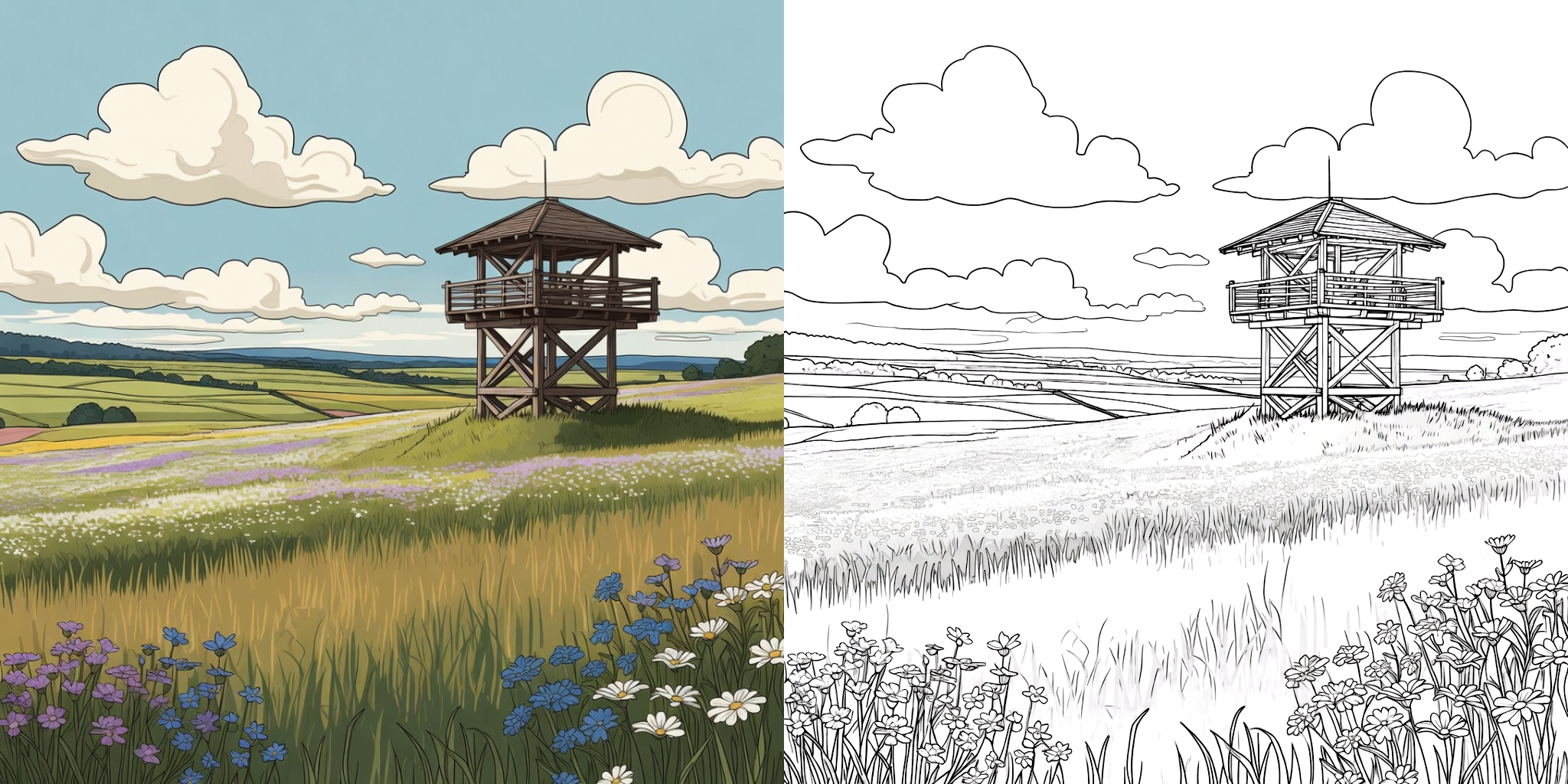 ft -  coloriages de paysages printaniers ft