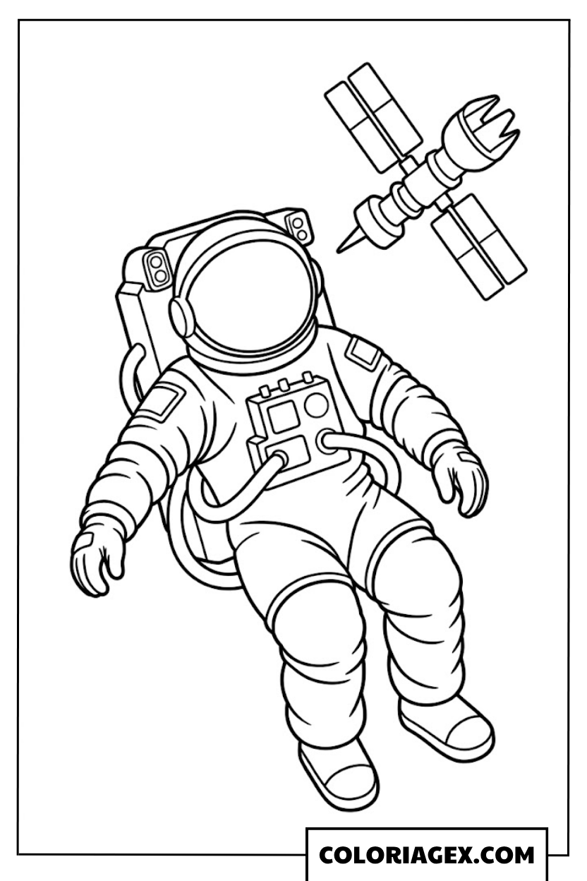 Astronaute dans l’espace coloriage