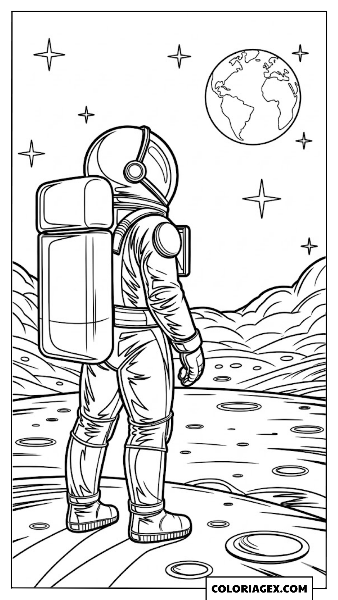 Astronaute sur la Lune coloriage