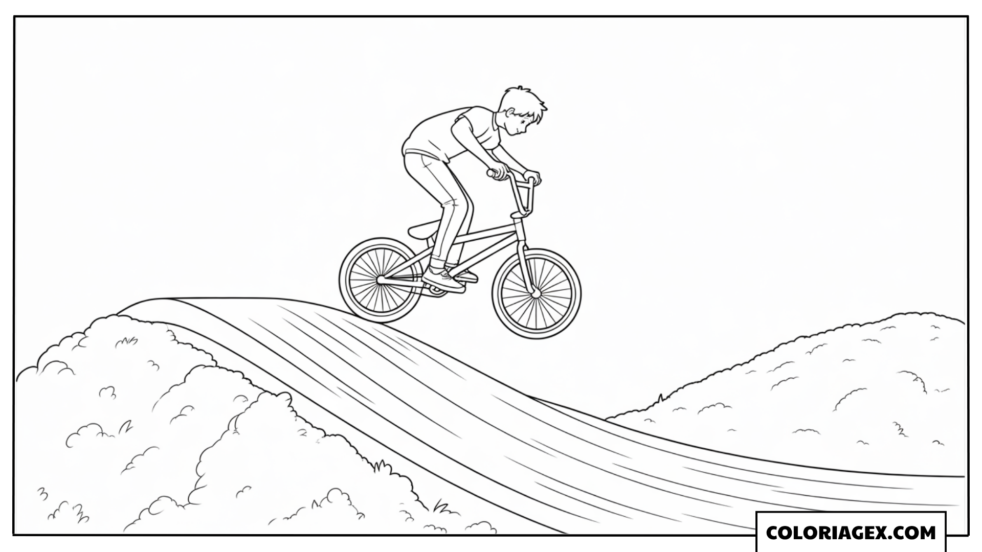 BMX rider sur la rampe coloriage