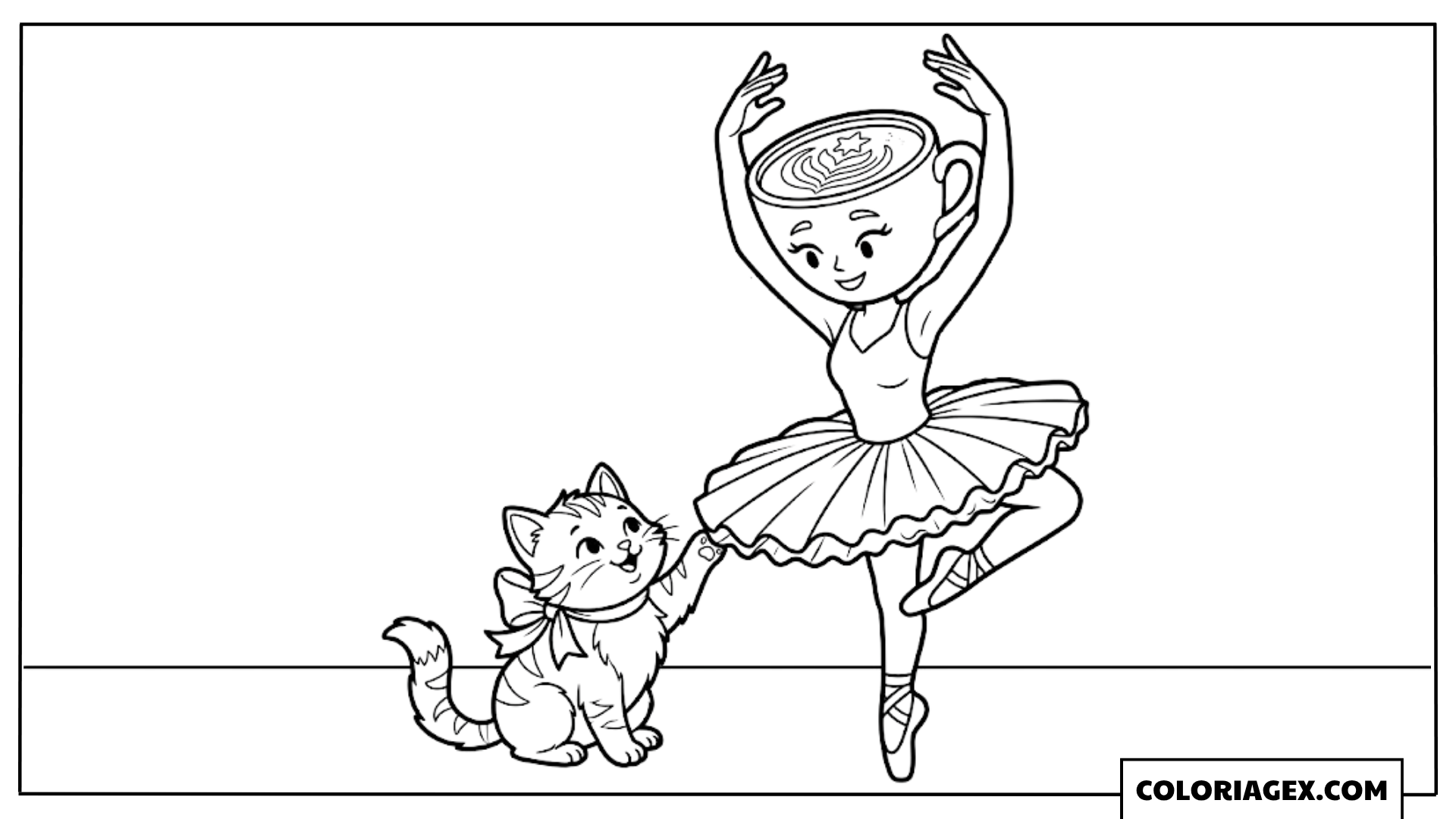Ballerina Cappuccina avec chaton coloriage