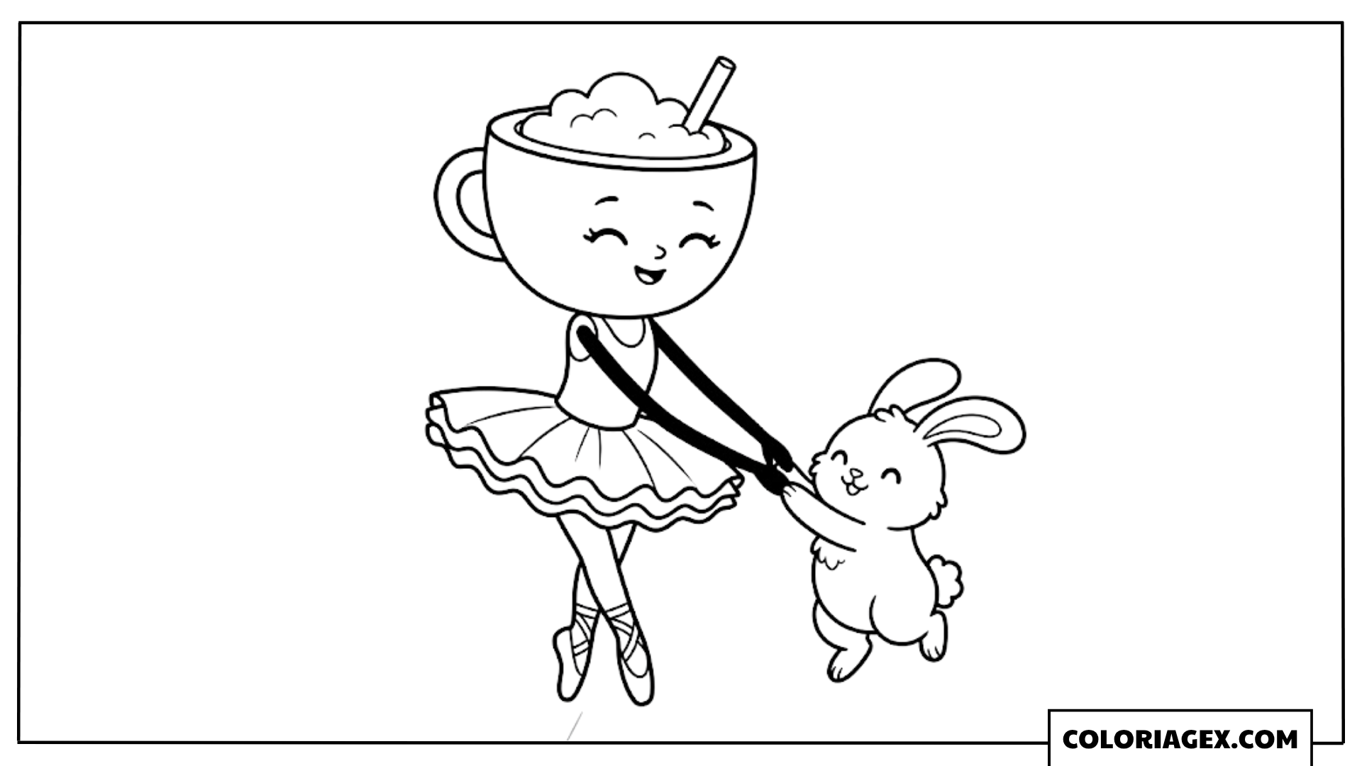 Ballerina Cappuccina avec lapin coloriage