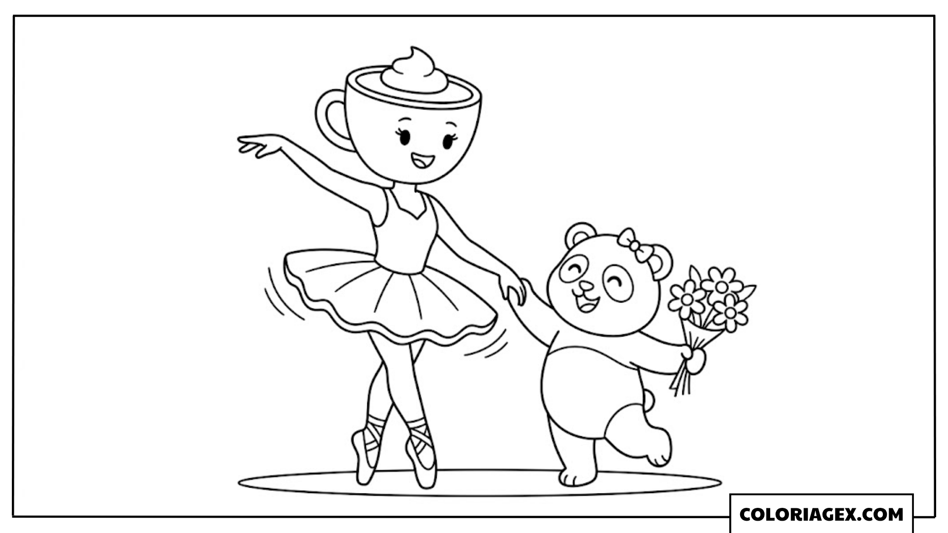 Ballerina Cappuccina avec ours en peluche coloriage