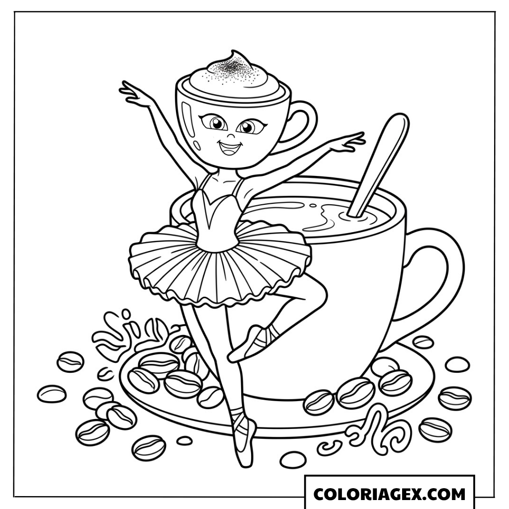Ballerina Cappuccina dans une tasse géante coloriage