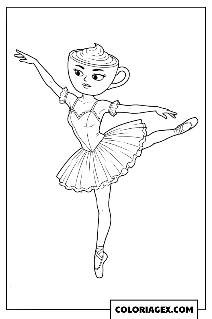 Ballerina Cappuccina en arabesque coloriage