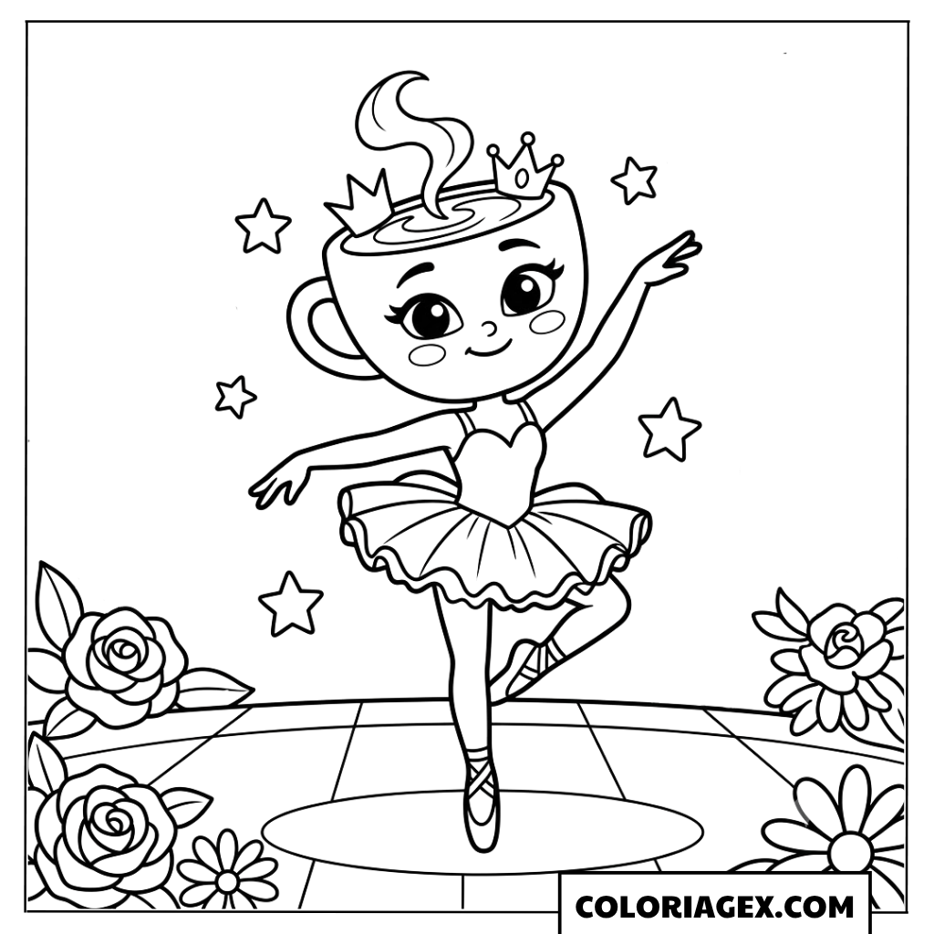 Ballerina Cappuccina qui danse coloriage