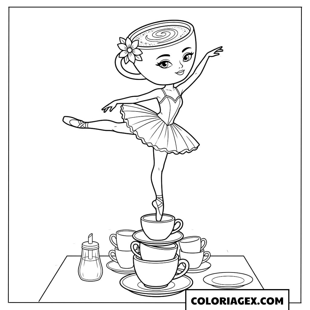 Ballerina Cappuccina sur une table de café coloriage