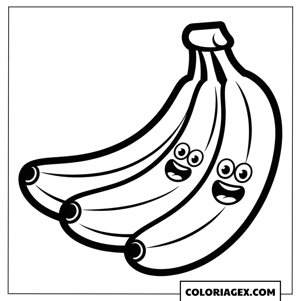 Bananes kawaii coloriage