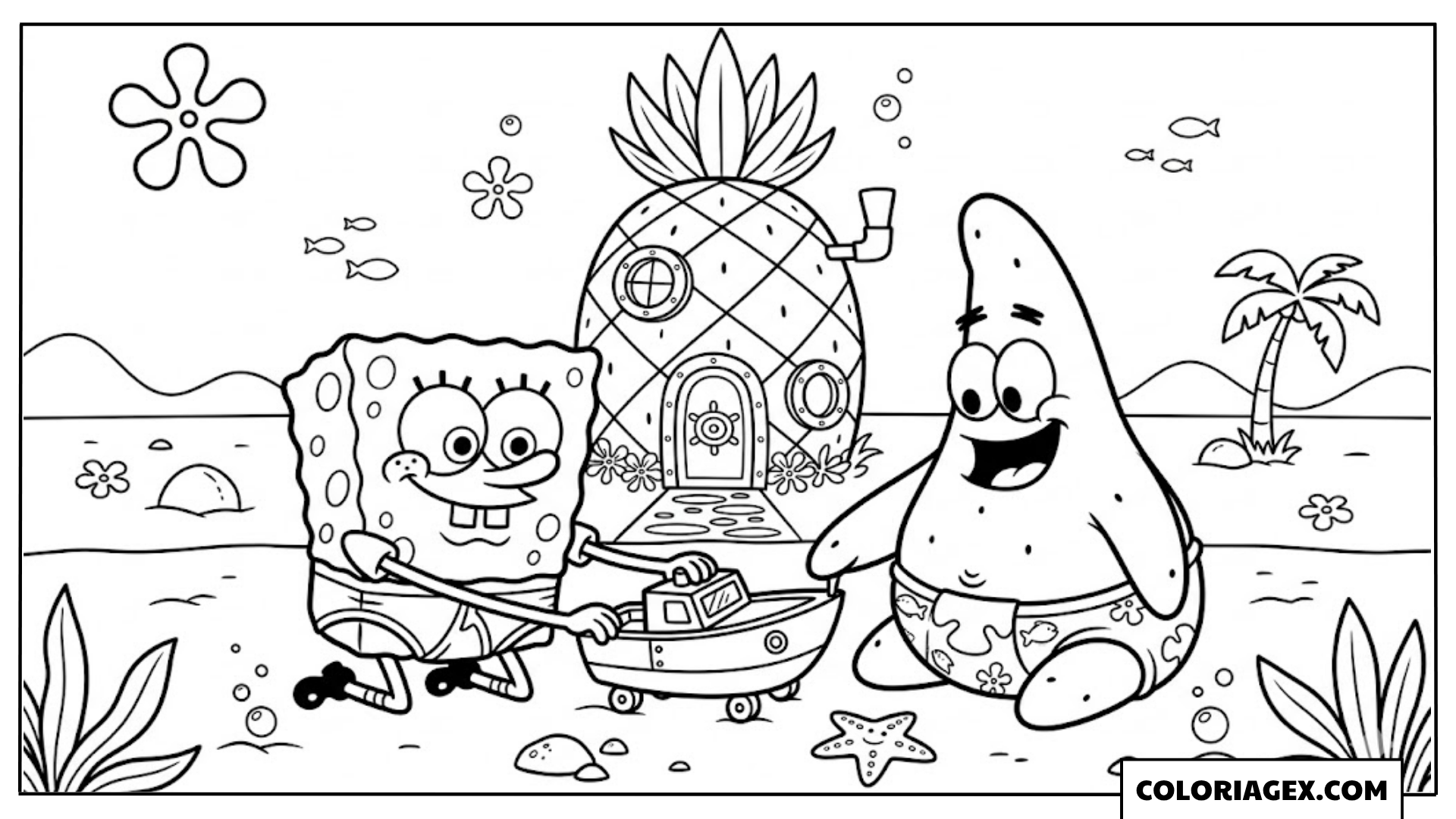 Bob l’éponge et Patrick bébés à colorier