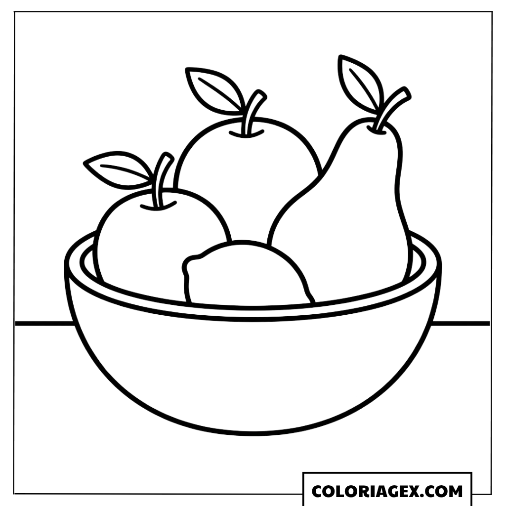 Bol de fruits coloriage