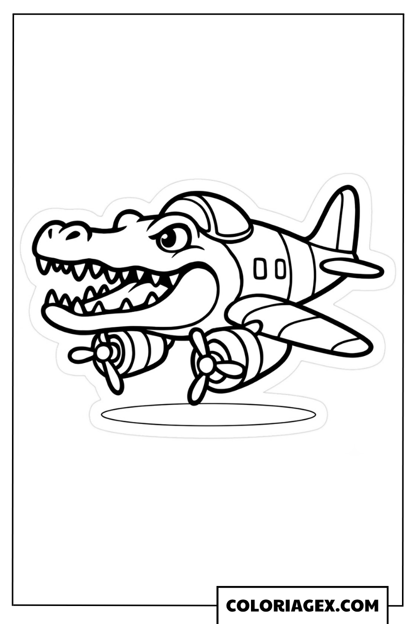 Bombardiro Crocodilo avec petits amis coloriage