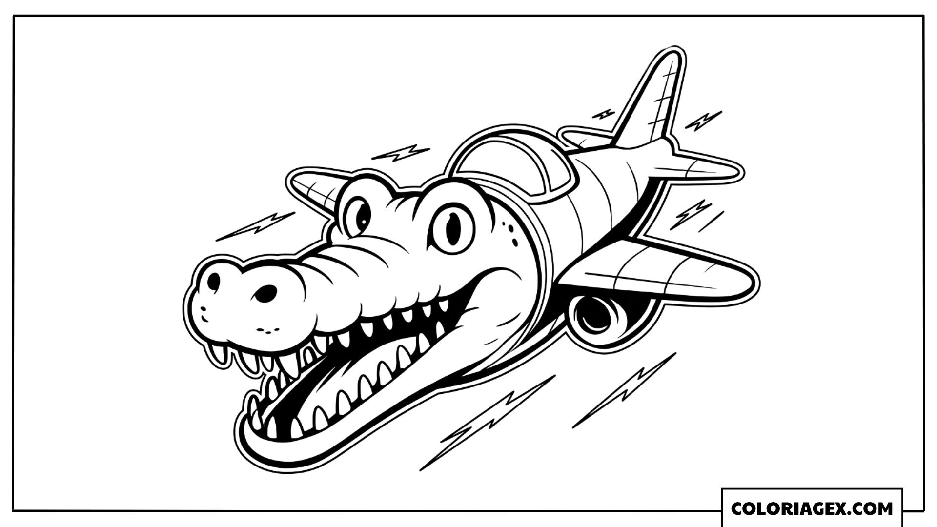 Bombardiro Crocodilo en vol rapide coloriage