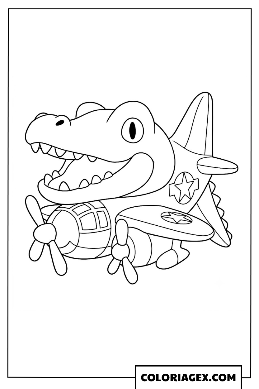 Bombardiro Crocodilo hélicoptère kawaii coloriage