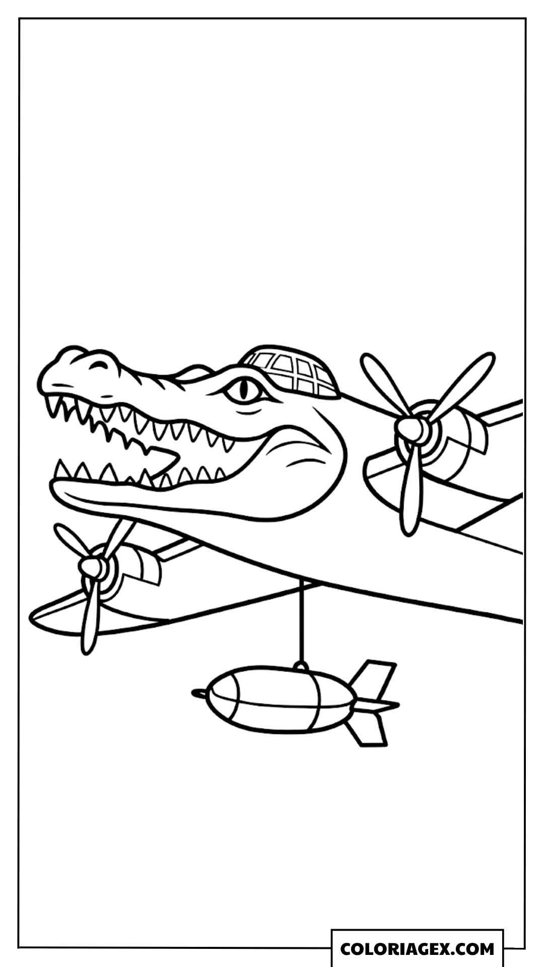 Bombardiro Crocodilo réaliste en vol coloriage