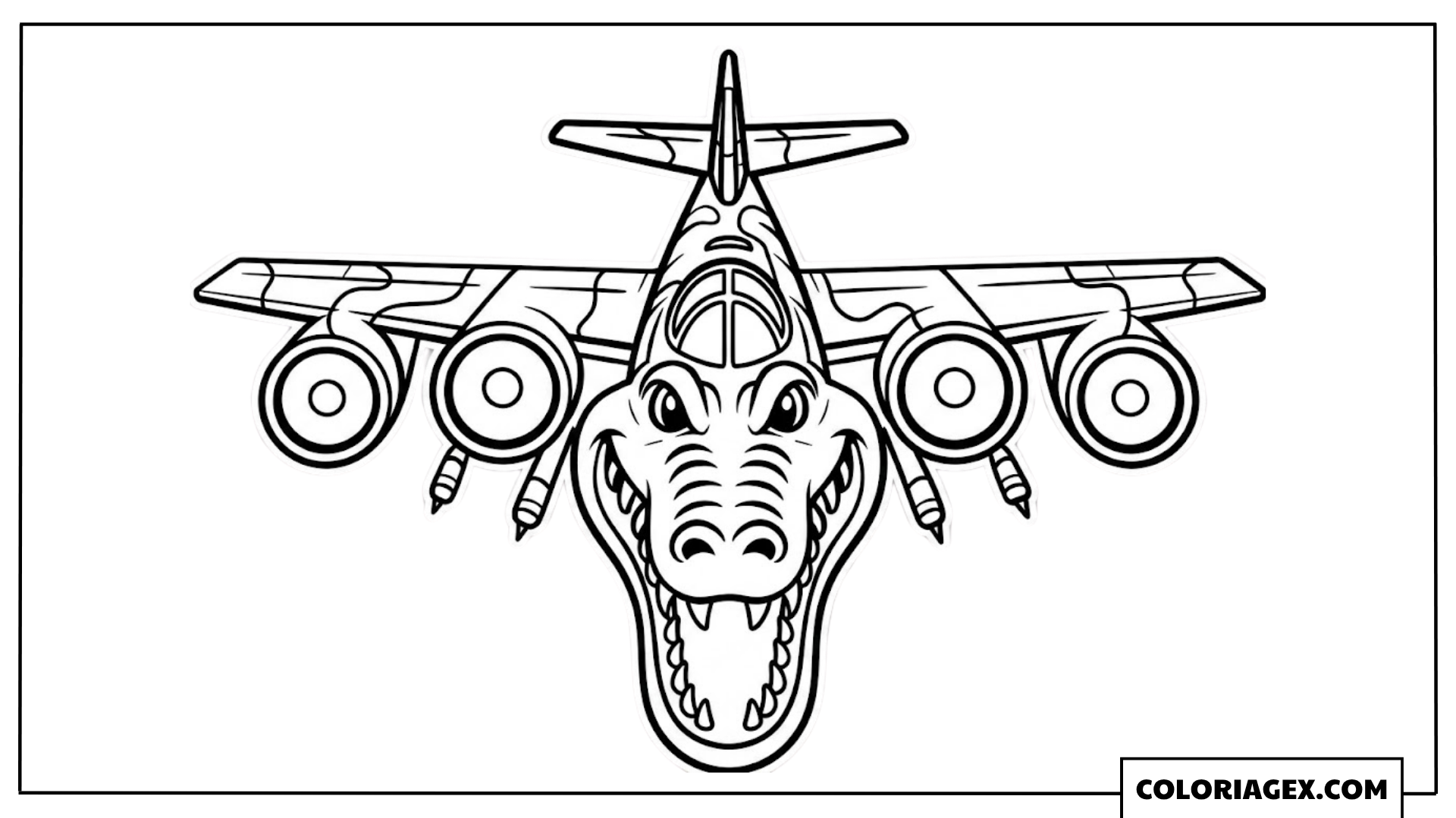 Bombardiro Crocodilo vue de face coloriage