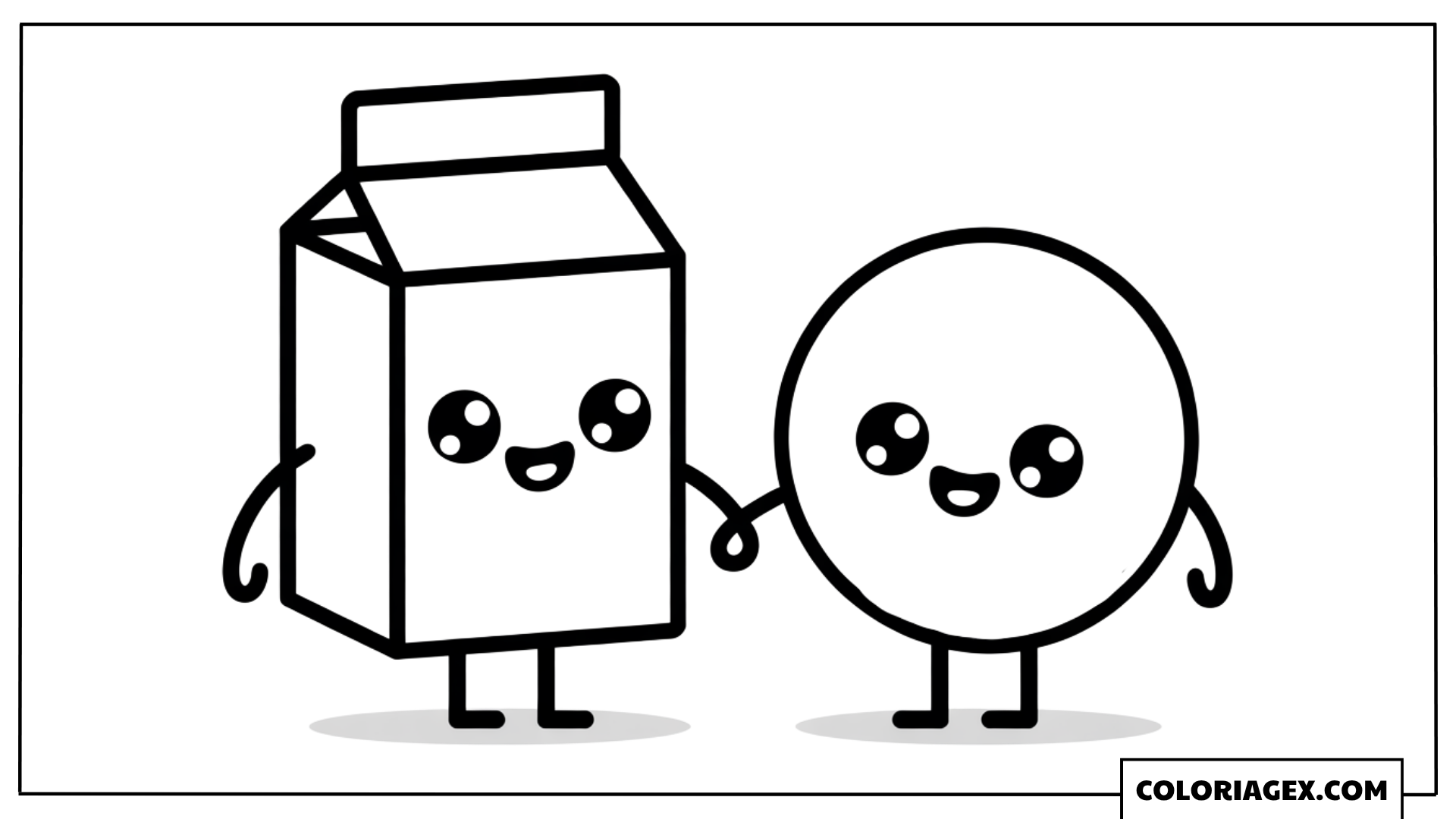 Brique de lait et œuf kawaii coloriage