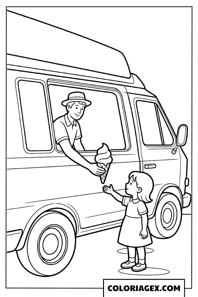 Camion de glace coloriage