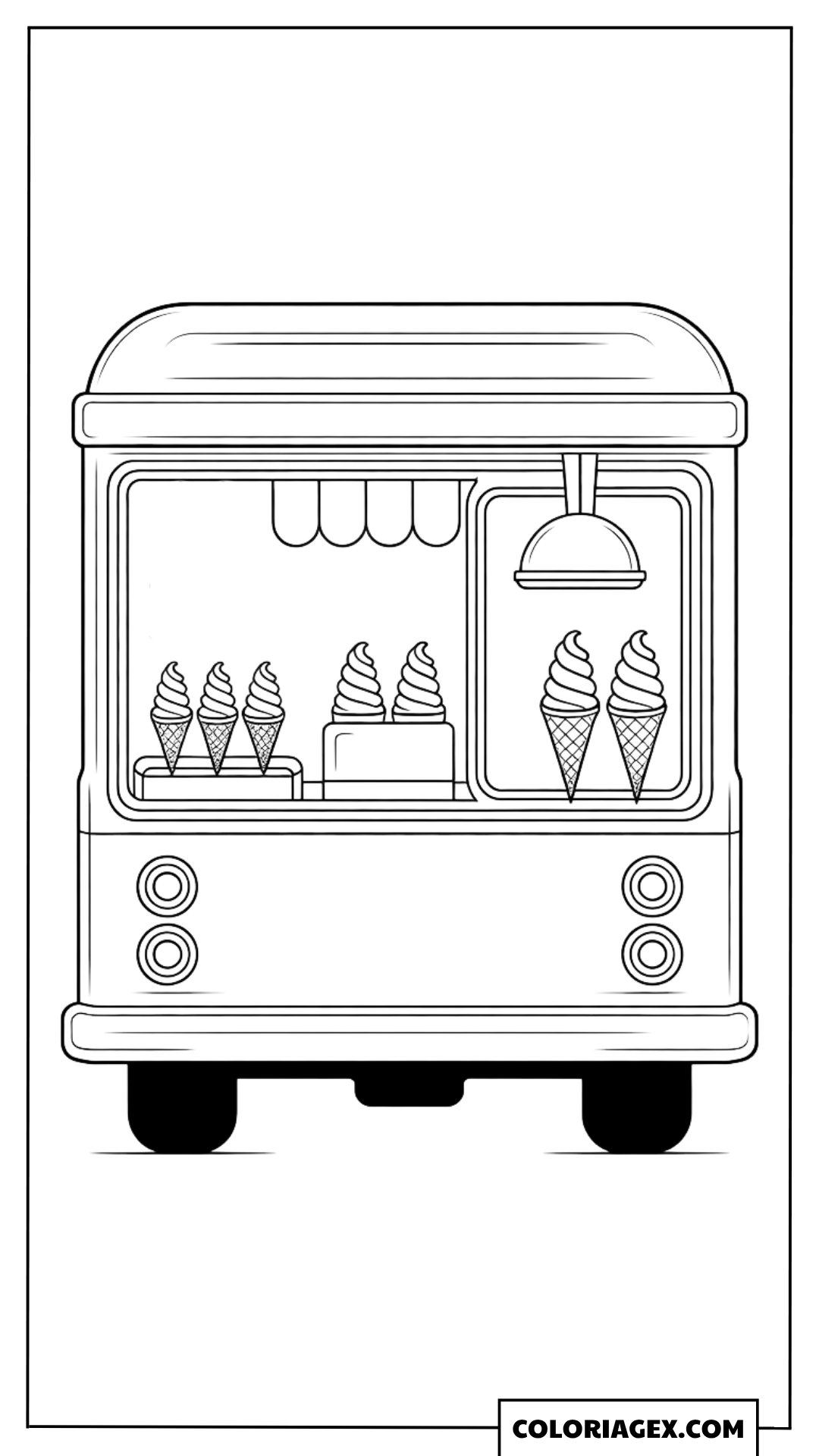 Camion de glace vue arrière coloriage