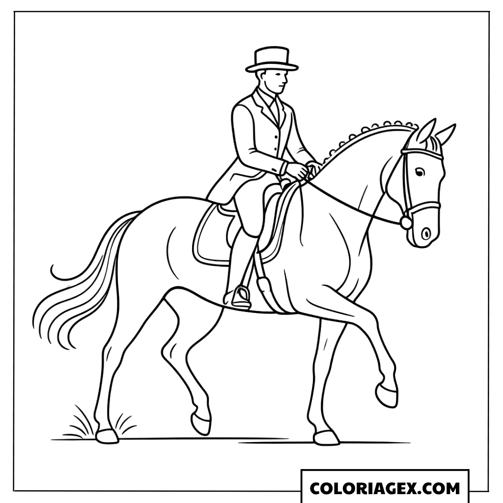 Cavalier en costume sur son cheval à colorier