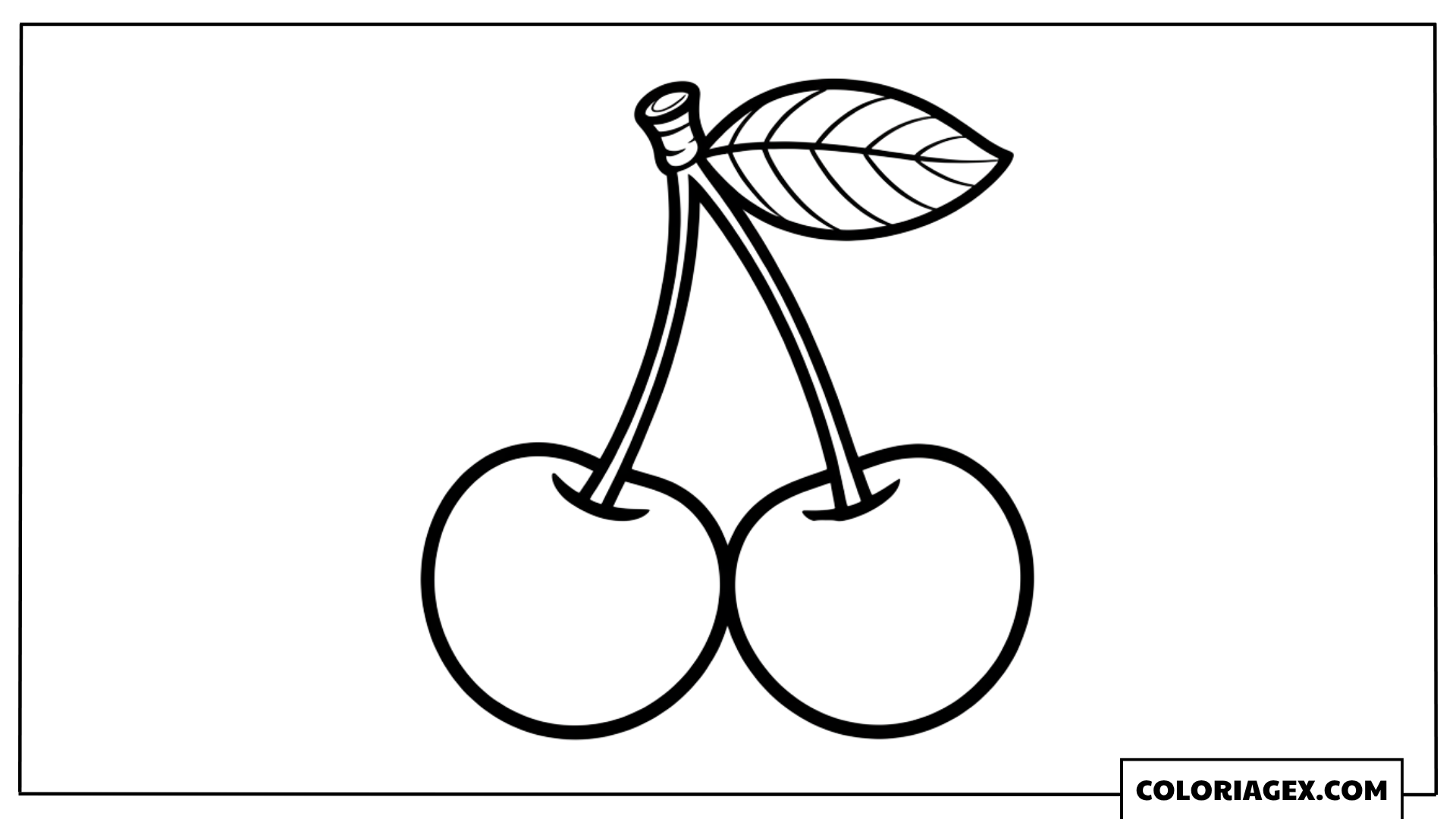 Cerises avec feuille coloriage
