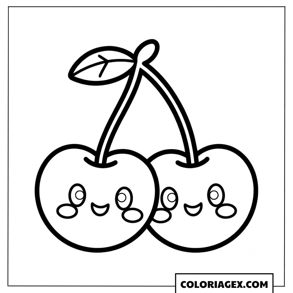 Cerises kawaii coloriage