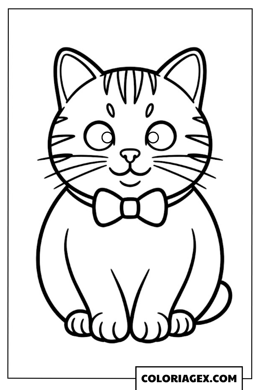 Chat mignon avec nœud papillon coloriage