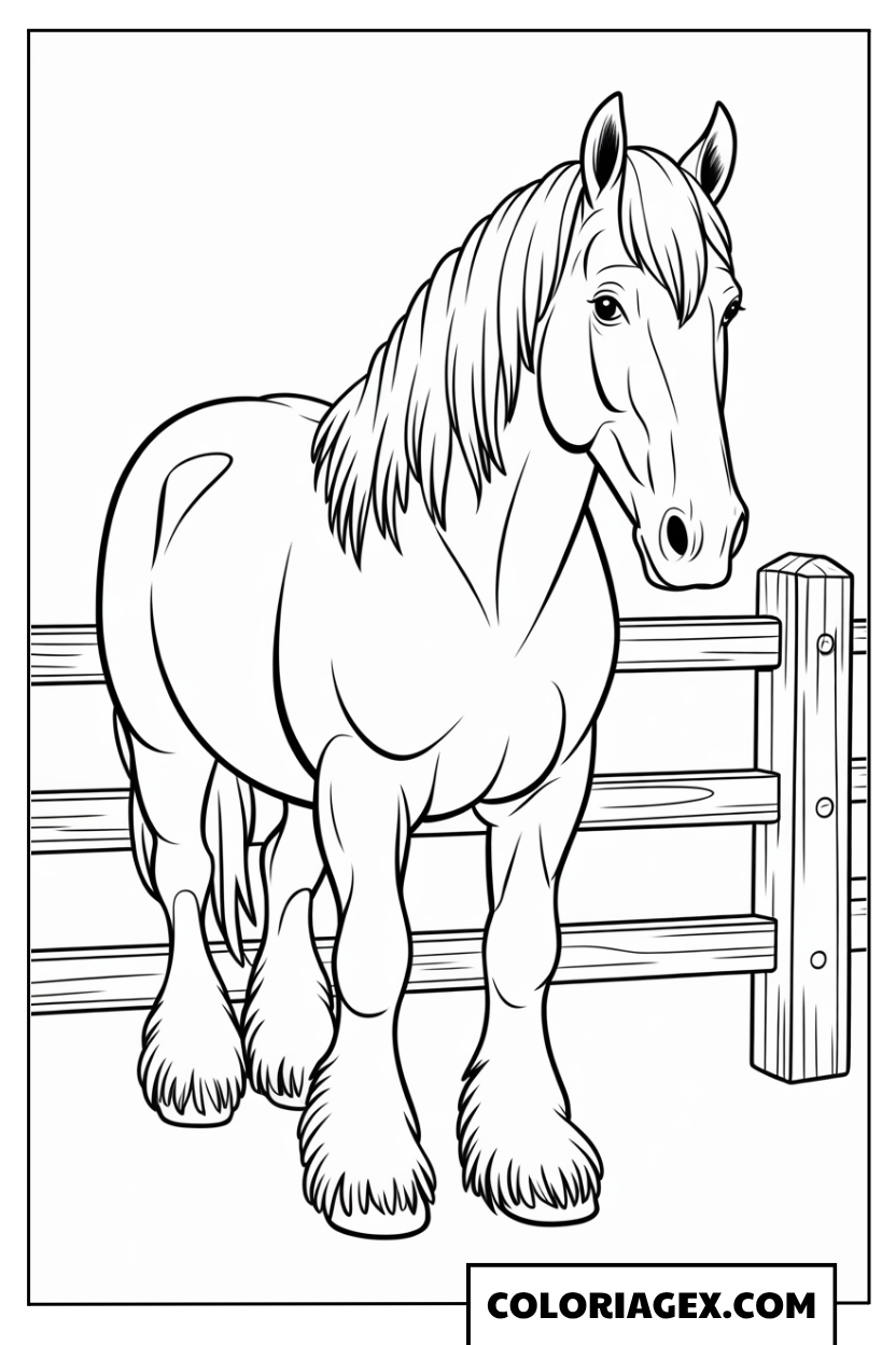 Cheval réaliste dans le pré à colorier