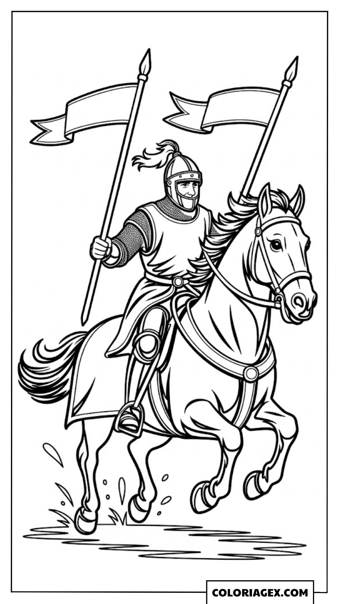 Chevalier à cheval coloriage