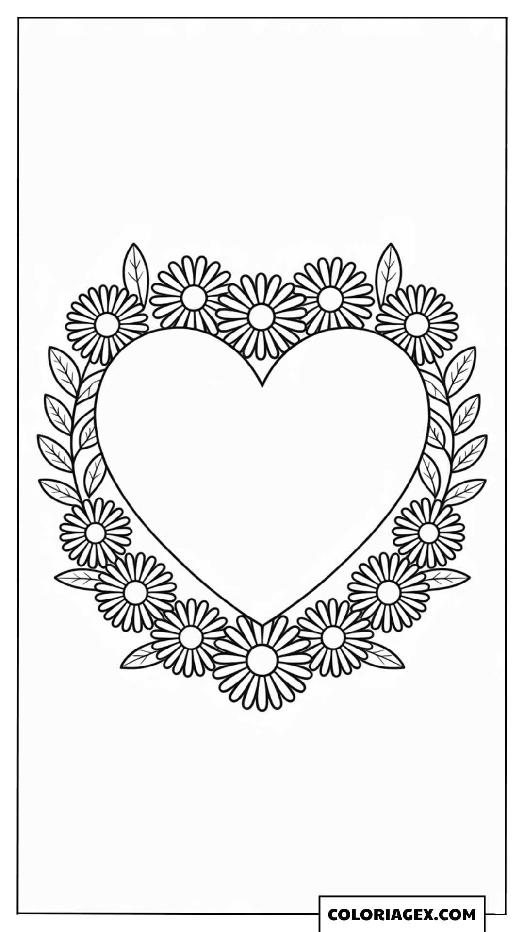 Cœur floral coloriage