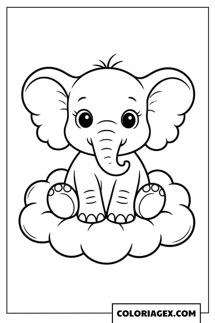 Coloriage Bébé Éléphant Assis