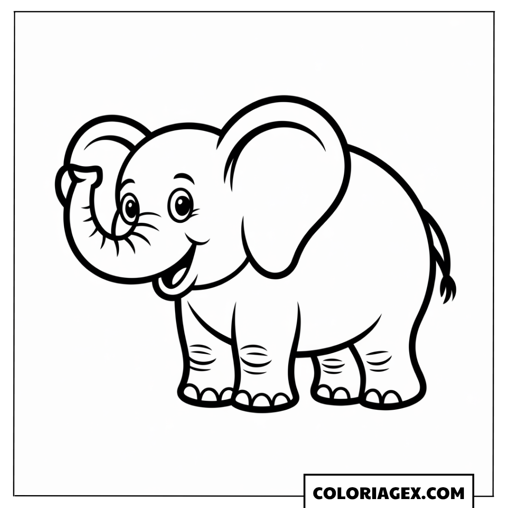 Coloriage Bébé Éléphant Souriant