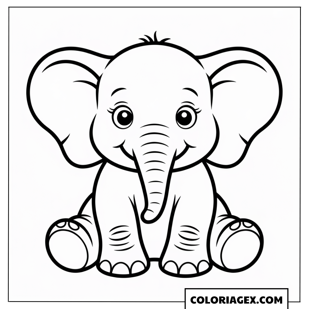 Coloriage Bébé éléphant assis