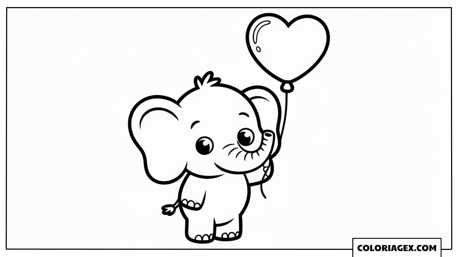 Coloriage Bébé éléphant ballon cœur