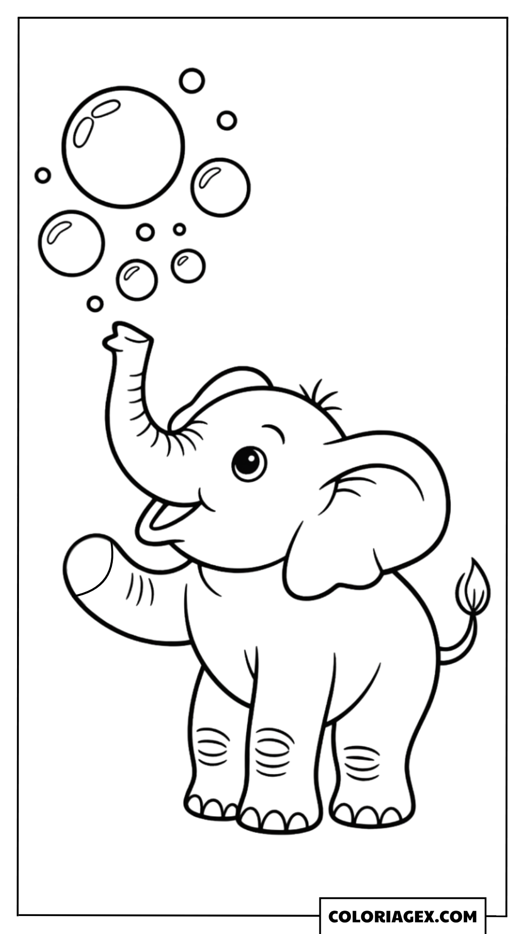 Coloriage Bébé éléphant bulles