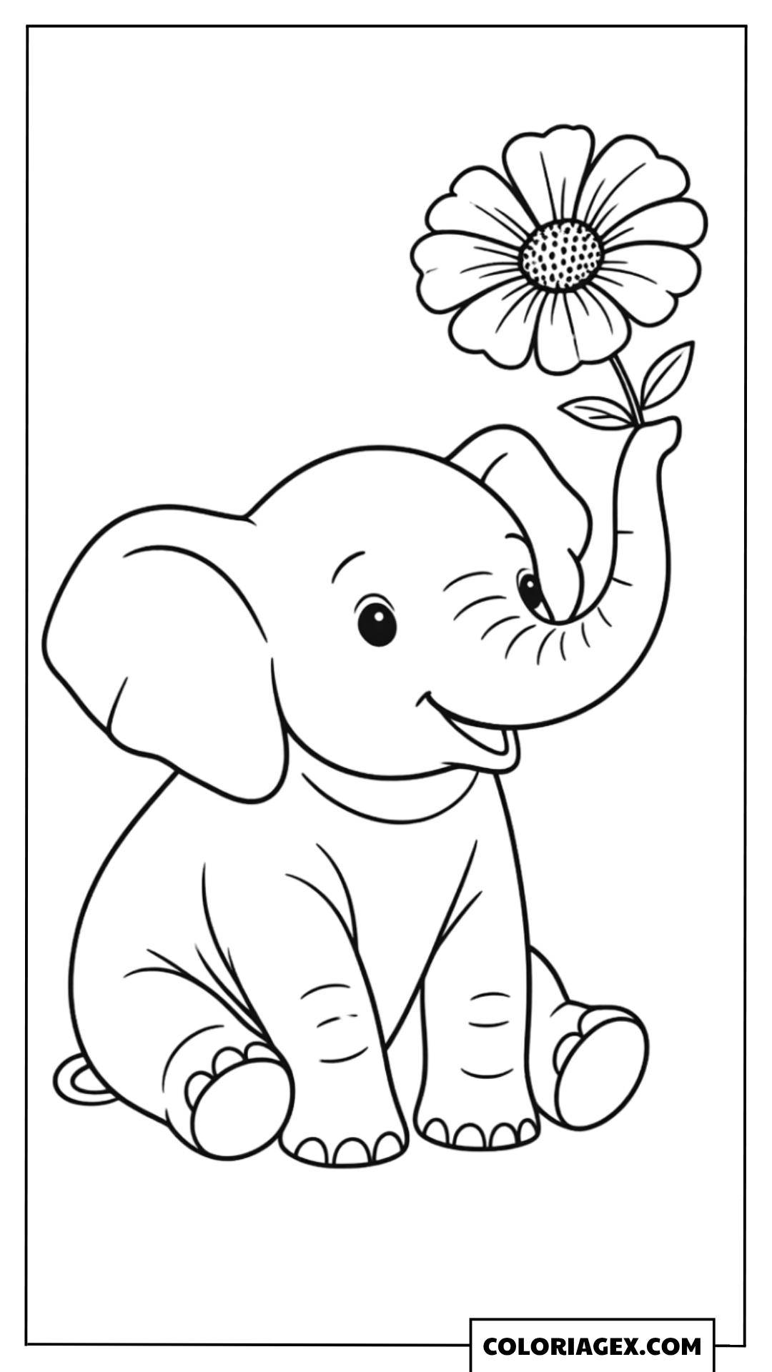 Coloriage Bébé éléphant fleur