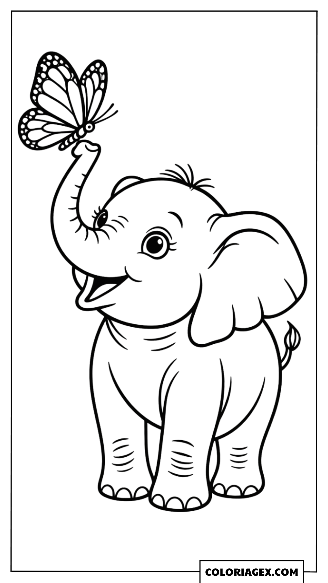 Coloriage Bébé éléphant papillon