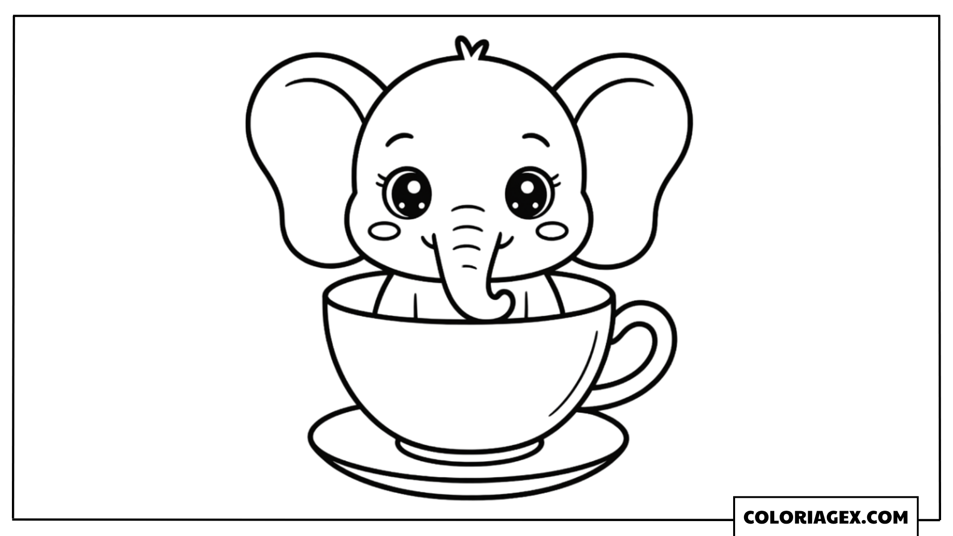 Coloriage Bébé éléphant tasse