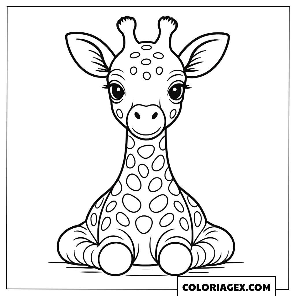 Coloriage Bébé girafe assis