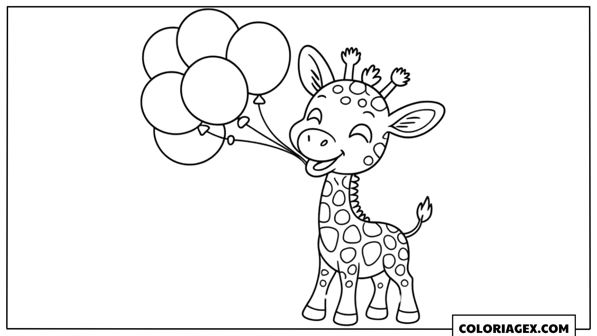Coloriage Bébé girafe avec ballons