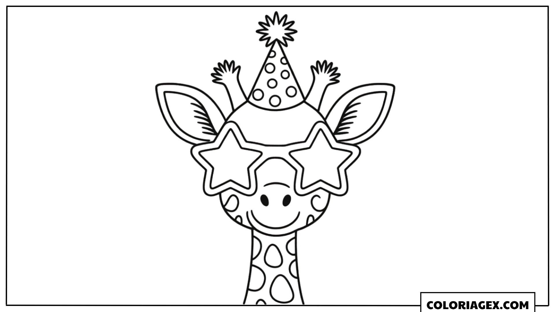Coloriage Bébé girafe avec chapeau de fête